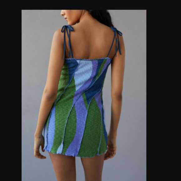 Urban Outfitters UO Cassidy Spliced Mini Dress Large Retro NWOT - Picture 12 of 12